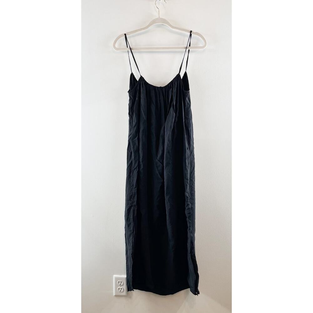 J. Crew Crinkled Side Slit Midi Dress Black Small - Picture 5 of 6